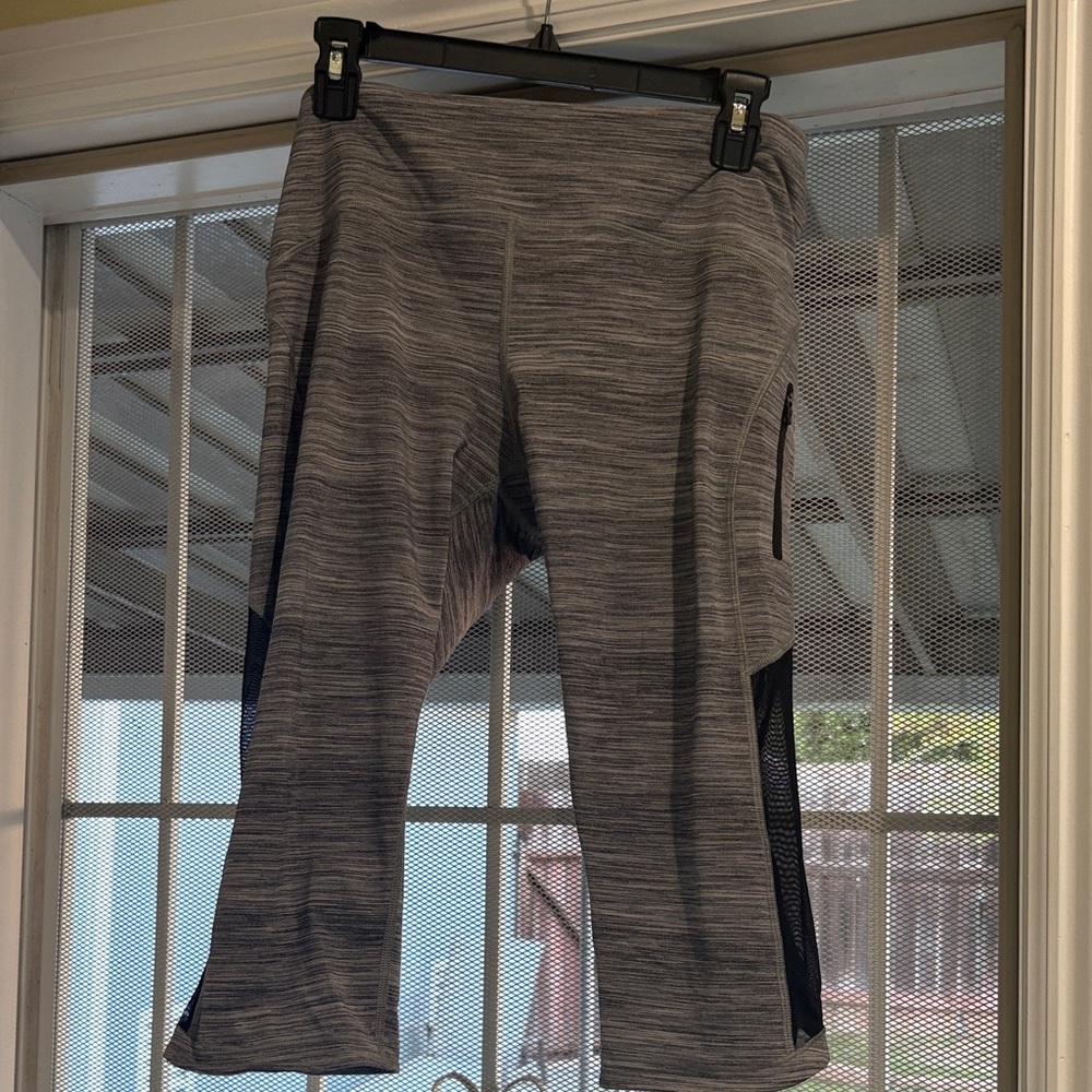 Lululemon size 10Gray Cropped Leggings with mesh sides